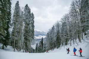 skiers on slope